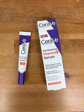 CeraVe Skin Renewing Vitamin C Serum for Face with Hyaluronic Acid, 1oz. New